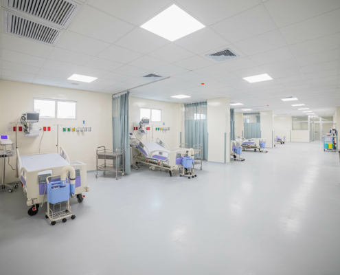 Hospital building new facilities for public, empty spaces