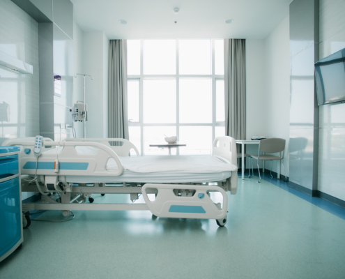 Interior of an empty hospital room